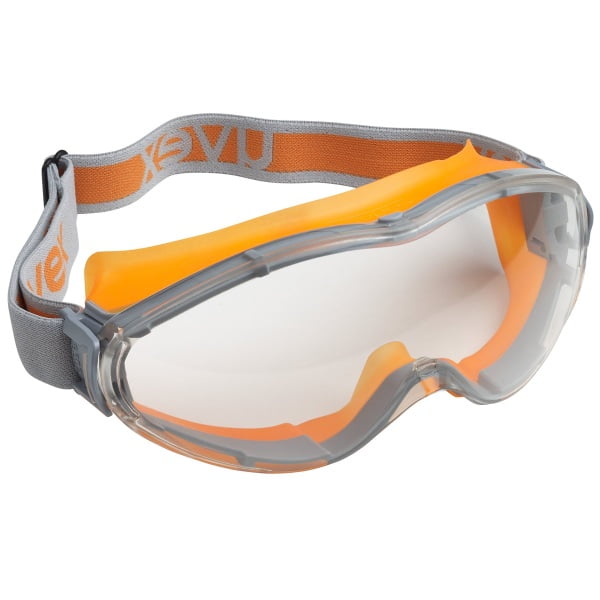 Ochelari de protectie UVEX ULTRASONIC, lentile transparente, portocali, gri, filtru UV, tip goggle, se pot purta peste ochelarii cu prescriptie medicala