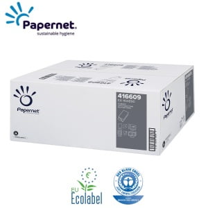 Prosoape de hartie pliate V, Papernet 416609, verzi, 23x24.5cm, 1 strat, hartie reciclata, certificate Ecolabel, Blue Angel, 250 buc / pachet, 20 pachete / bax