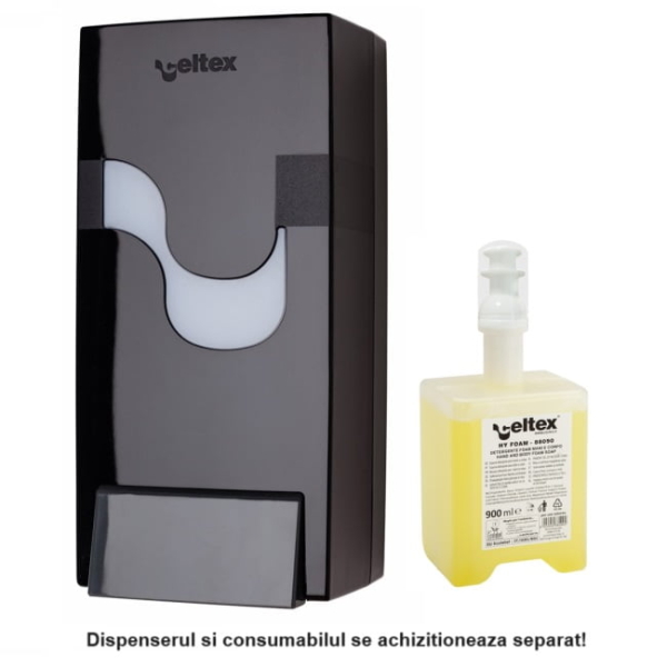 Dispenser sapun spuma, 900 ml, Celtex Megamini 92520, negru, ABS manual, compatibil cu consumabil CE88090