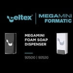 CE92520_CE92500_Dispenser sapun spuma, 900 ml, Celtex Megamini 92520, alb_negru, ABS manual, compatibil cu consumabil CE88090