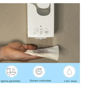 Dozator solutie curatare colac WC, Celtex E-Control 95590, cu senzor, igienic, dozare controlata, compatibila cu rezerve CE89070