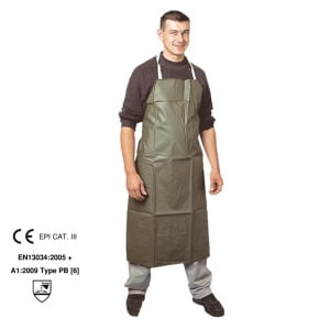 Sort din PVC, culoare verde, cu rezistenta impotriva substantelor chimice, Coverguard, dimensiune 110 x 75 cm, EN 13034 :2005 + A1 :2009 Tip PB 6