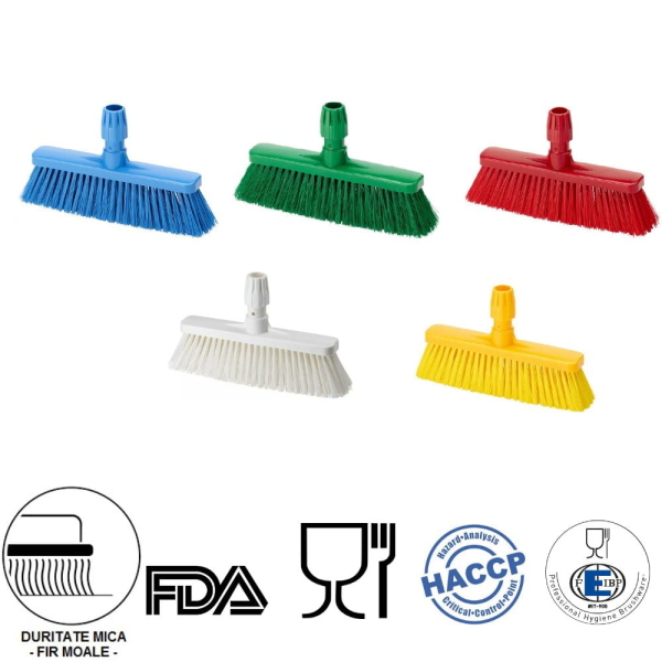 Matura dreapta cu peri scurti, 80mm, peri moi, albastra, IGEAX 1031, termorezistenta, auclavare 121°C,  pentru industria alimentara, certificata HACCP, FDA