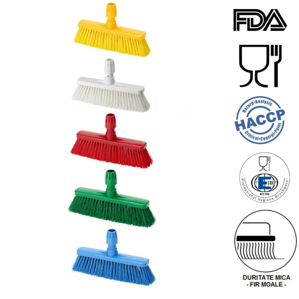 Matura dreapta cu peri scurti, 80mm, peri moi, albastra, IGEAX 1031, termorezistenta, auclavare 121°C,  pentru industria alimentara, certificata HACCP, FDA