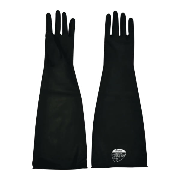 Manusi de protectie chimica,Chemprotec Heavyweight SC108, negre, din latex, rezistenta la abraziune, protectie termica maxim 100°C lungime 60 cm, groase, Polyco