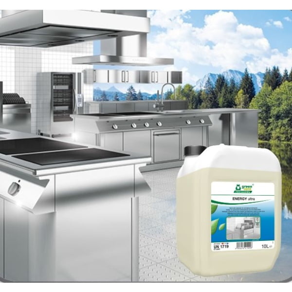 Detergent ecologic concentrat, ENERGY Ultra, 10 litri pentru masina de spalat vase profesionala, adecvat pentru apa cu duritate mare (apa dura), certificat Ecolabel, Biodegradabil complet