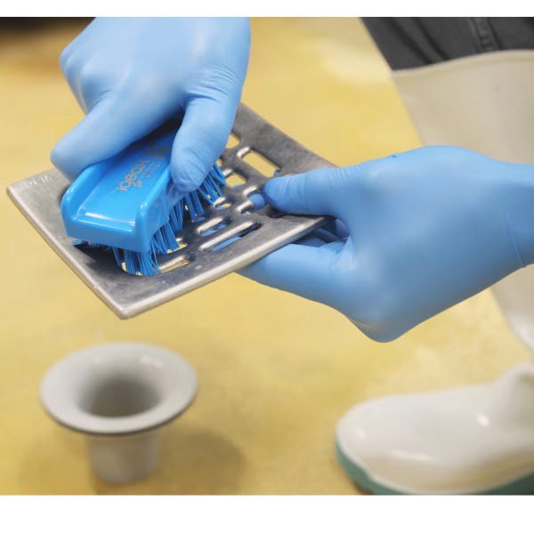 Perie mica de mana, dreptunghiulara, Igeax 1003WM, alba, peri scurti, duritate medie, autoclavare la 121 °C, pentru industria alimentara, certificata HACCP, FDA