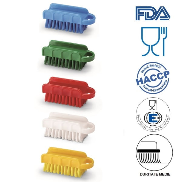 Perie mica de mana, dreptunghiulara, Igeax 1003WM, alba, peri scurti, duritate medie, autoclavare la 121 °C, pentru industria alimentara, certificata HACCP, FDA