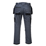 PWT602ZBR_Pantaloni de lucru Holster gri-negru, polibumbac 300 g_m² Kingsmill, cusaturi triple, detalii reflectorizante, UPF 40_spate