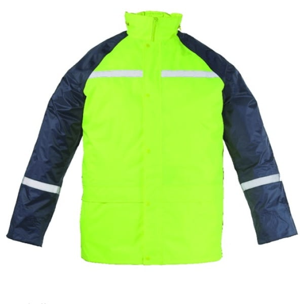 Costum de ploaie din doua piese, FLUO cu banda reflectorizanta, galben fluorescent - albastru inchis, Coverguard
