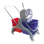 ZDCKS3325_Carucior de curatenie cu cadru din plastic, 2 galeti, 2x25L, storcator mop, roti din cauciuc, 440x450x740 cm_1