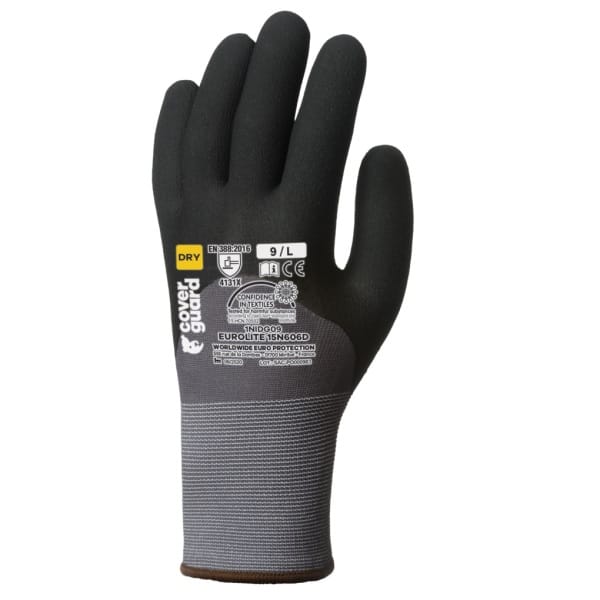 Manusi de protectie imersate in spuma de nitril 3/4, cu picouri in palma, EUROLITE 15N606D, aderenta, rezistenta ridicata la abraziune, certificat OEKO-TEX Standard 100