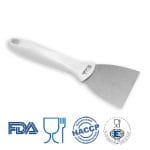 IGX1124W-Scraper / Racleta cu lama din otel inoxidabil,  75 mm, cu maner alb din plastic, rezistent pana la 121° C, pentru industria alimentara, certificata HACCP, FDA