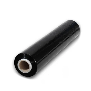 Folie stretch neagra pentru paletizat manual, latime de 500 mm si grosime de 23µm, elongatie 150%, greutate bruta 1.50kg