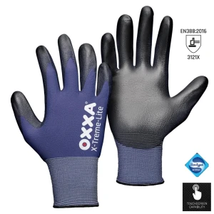 Manusi de protectie OXXA X-Treme-Lite 51-100, suport nailon, imersie de poliuretan in palma si pe degete, albastru/negru