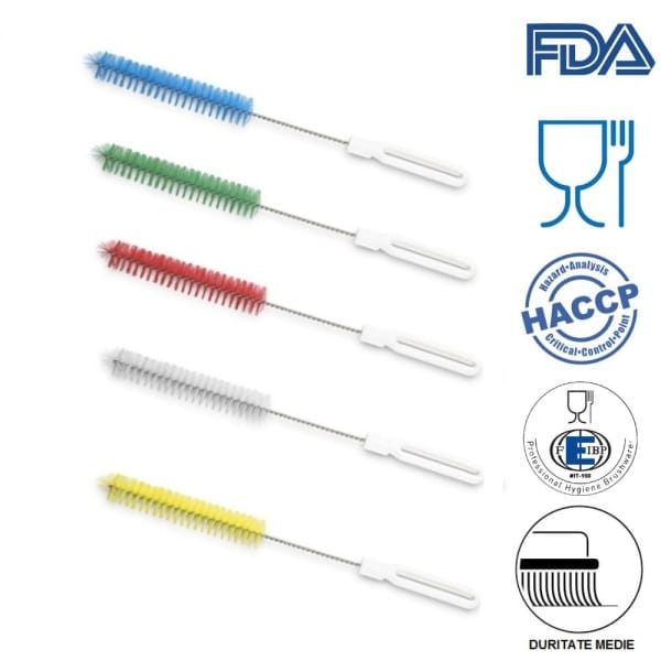 Perie cilindrica pentru sticle, tuburi, IGEAX 1047, diametru 15mm, lungime 30 cm, duritate medie, albastru, rezistenta la 121°C, autoclavare, pentru industria alimentara, certificare HACCP, FDA