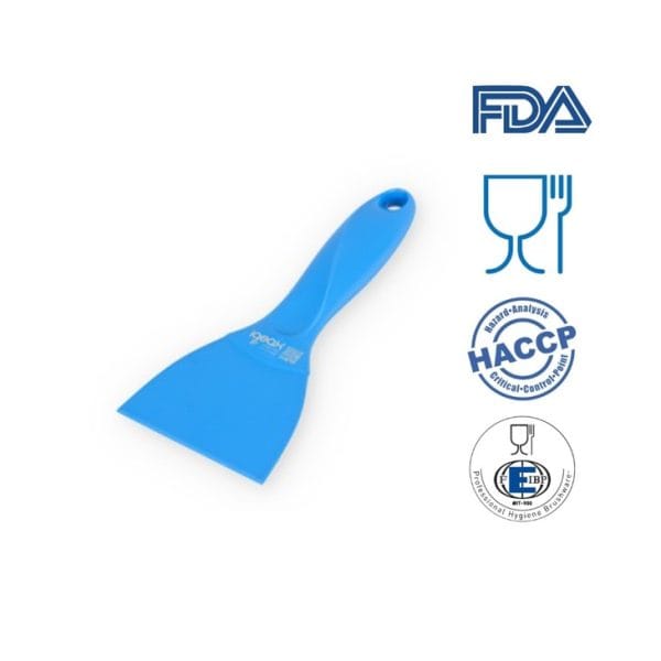 Scraper / Racleta din polipropilena, 75 mm, IGEAX 1127, albastru, rezistent pana la 121° C, pentru industria alimentara, certificata HACCP, FDA