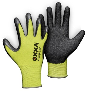 Manusi de protectie OXXA  X-Grip-Lite 51-025, suport nailon, imersie de latex in palma si pe degete, galben/negru