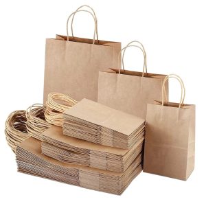Punga hartie, natur, cu maner sfoara - 25x14x30cm (70gr) - 100 BUCATA.