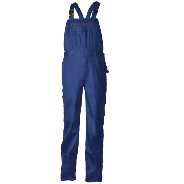 Pantaloni cu pieptar, Technicity, albastru regal, 65% poliester, 35% bumbac