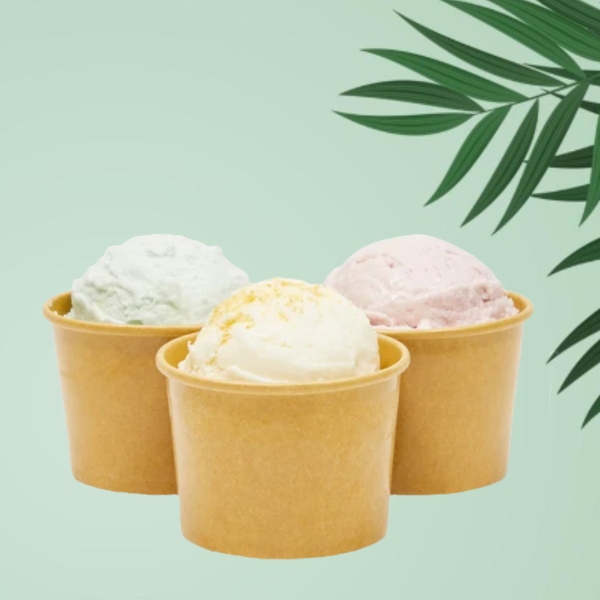 Pahare carton inghetata KRAFT - 245ml - 100 BUCATA.