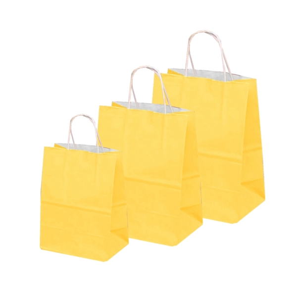 Pungi albe, colorate 100% galben - 25x14x30cm - 100 BUCATA.