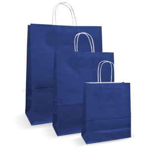 Pungi albe, colorate 100% albastru inchis - 32X12X41 - 100 BUCATA