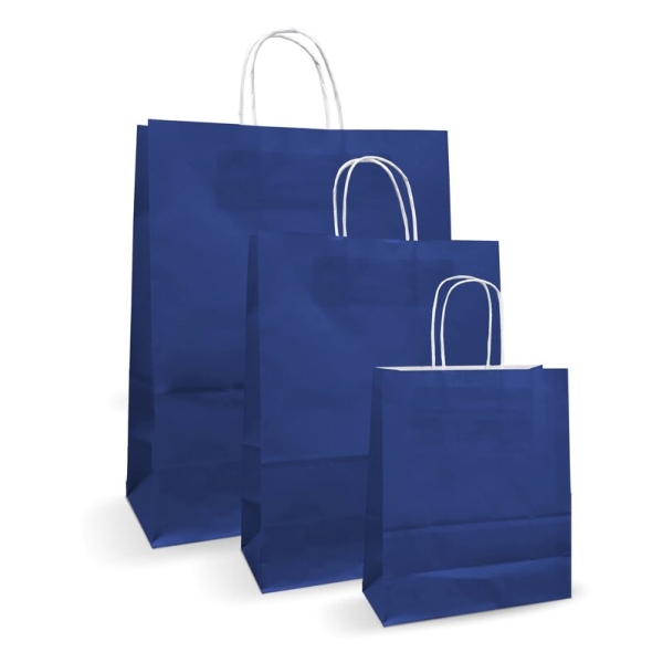 Pungi albe, colorate 100% albastru inchis - 25x14x30 - 100 BUCATA .