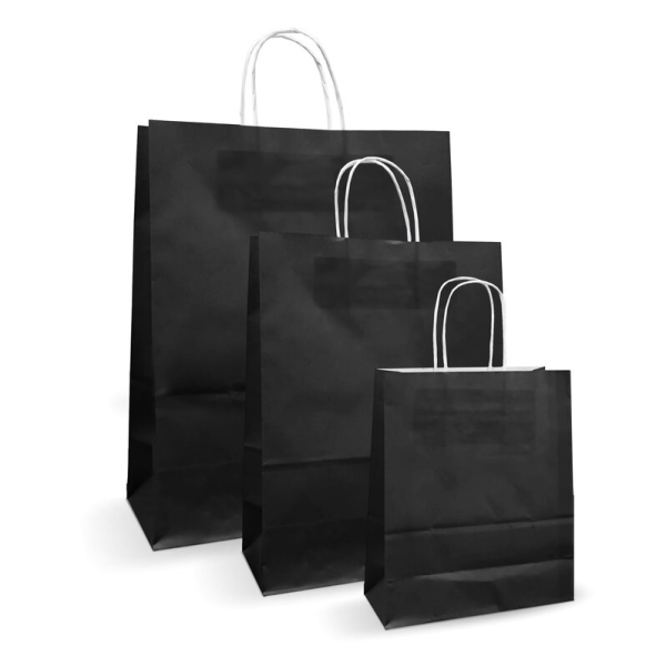 Pungi albe, colorate 100% negru - 16X9X21cm - 100 BUCATA.