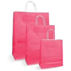 Pungi albe, colorate 100% roz - 32X12X41 - 100 BUCATA.