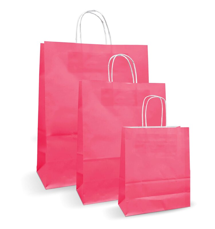 Pungi albe, colorate 100% roz - 16X9X21cm - 100 BUCATA.