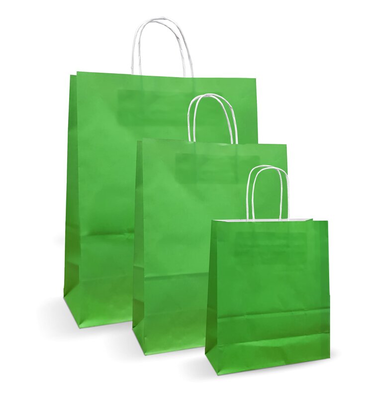 Pungi albe, colorate 100% verde deschis - 16X9X21cm - 100 BUCATA.