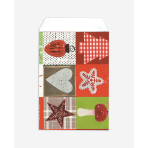 Punga mercerie motive craciun - 9x15 cm - lwc alb 80gr/m2 - 200 BUCATA.