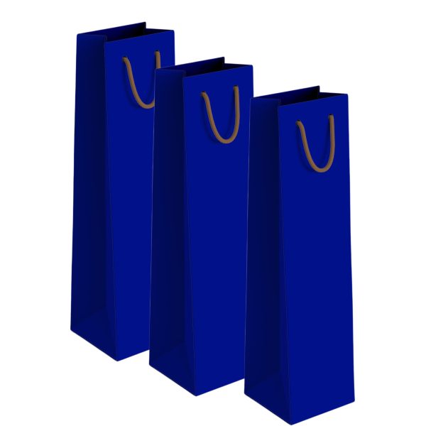 Pungi hartie vin ,albastre ,maner snur - 11x10x38cm - 25 BUCATA