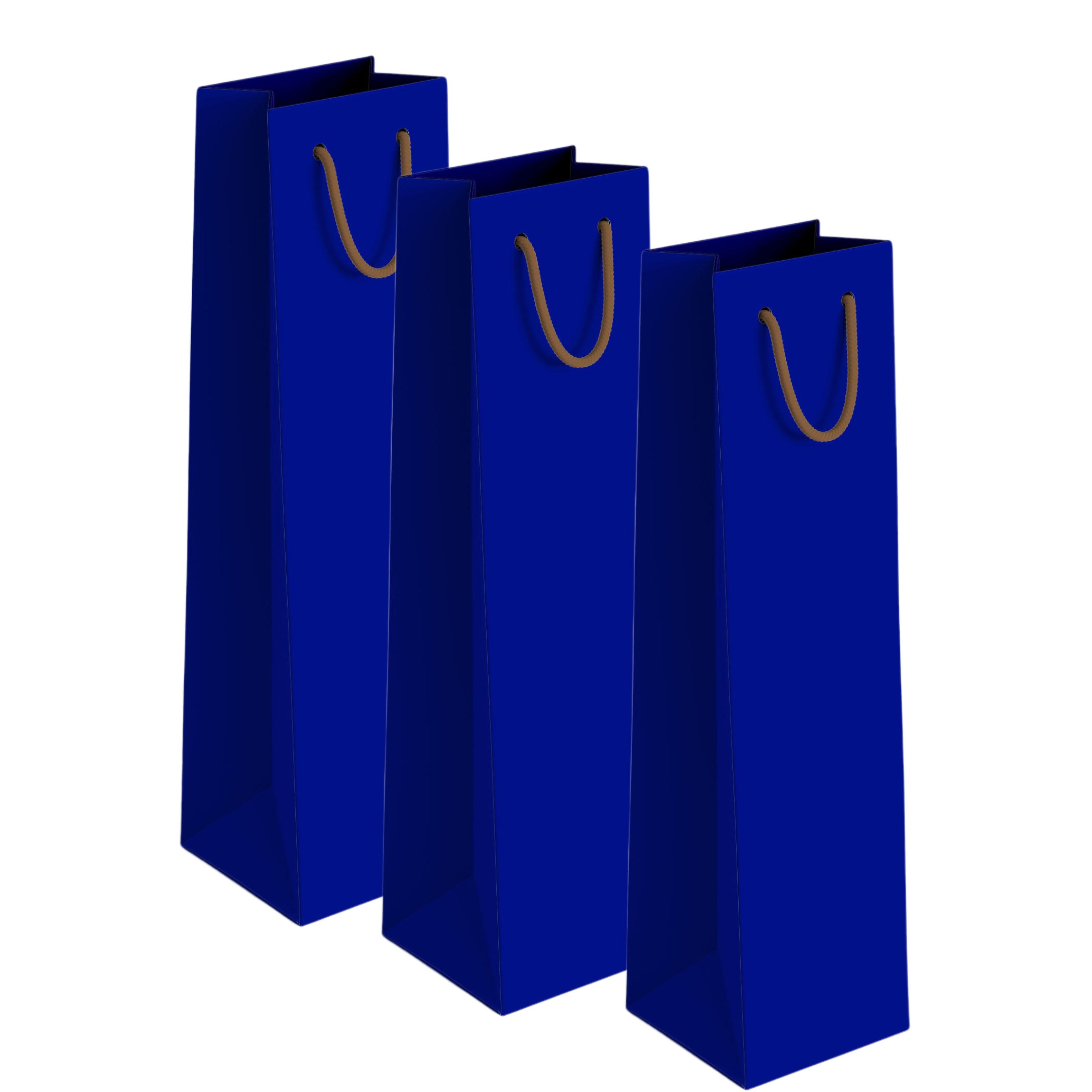 Pungi hartie vin ,albastre ,maner snur - 11x10x38cm - 25 BUCATA