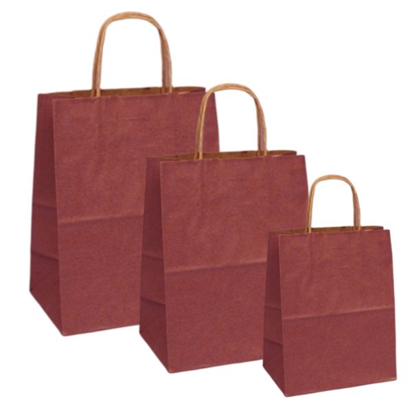 Pungi natur, colorate 100% bordo - 32x12x41 cm - 100 BUCATA.