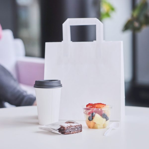 Punga hartie alba, cafea, bistro, sandwich, 2 dimensiuni disponibile - 22x11x28cm - 250 BUCATA.