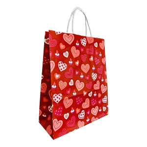 Punga hartie alba ,imprimeu inimioare - 24x11x29 - 100 BUCATA