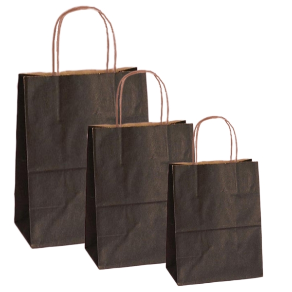 Pungi natur, colorate 100% negru - 20x9x25cm - 100 BUCATA.