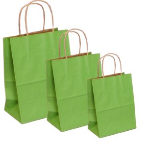 Pungi natur, colorate 100% verde deschis - 16x9x21 - 100 BUCATA