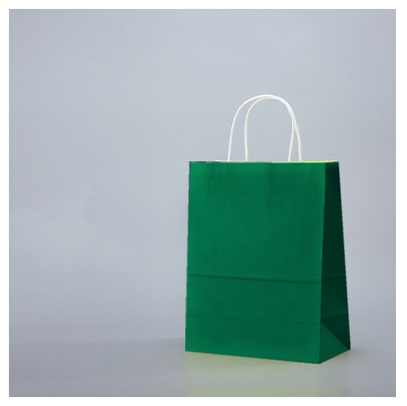 Pungi hartie alba, colorate 100% verde inchis - 32X12x41 - 100 BUCATA