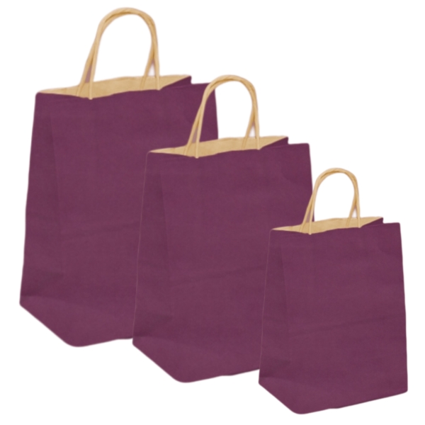 Pungi natur, colorate 100% mov - 25x14x30 cm - 100 BUCATA.