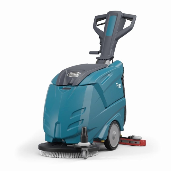 Echipament de spalat - uscat pardoseli cu semi-tractiune, TENNANT T193, pentru curatatrea spatiilor mici sau medii din supermarket, scoli, spitale,depozite mici, institutii