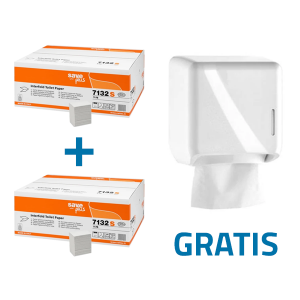 2 baxuri Hartie igienica intercalata, 2 straturi, 250 buc / pach + DISPENSER GRATUIT!