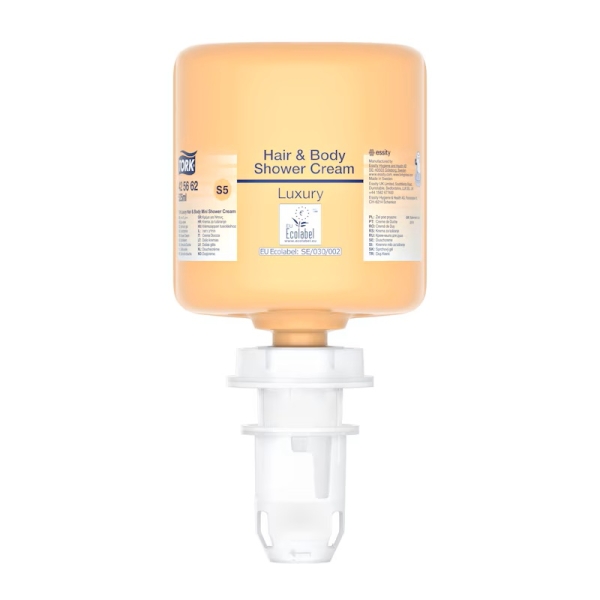 Crema de dus mini (525 ml) pentru spalare par si corp, rezerva pentru dispensere Tork 565200 si 565208