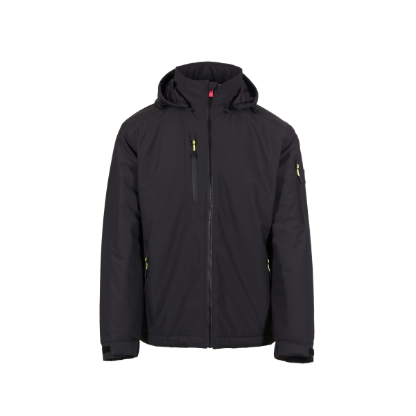 Jacheta impermeabila barbati softshell de iarna, gluga detasabila, elemente reflectorizante aplicate pe spate, la nivelul taliei si pe gluga, culoare negru antracit Payper Creek Ultralite Pad
