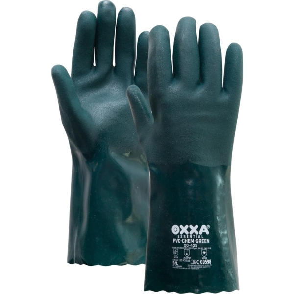 Manusi de protectie OXXA PVC-Chem-verde 20-435, 350 mm, 9-10, din bumbac, captusite, cu aderenta ridicata