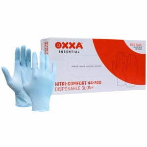 Manusi de unica folosinta OXXA Nitri-Comfort 44-520,bl,a100pc,7-11, din nitril, cu manseta elastica