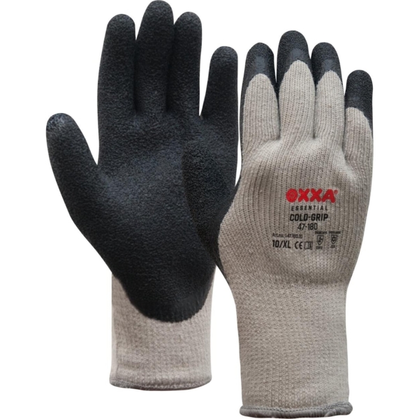 Manusi de protectie OXXA Cold-Grip 47-180, negru/gri, 8-11, din latex, captusite, cu manseta elastica, cu aderenta ridicata