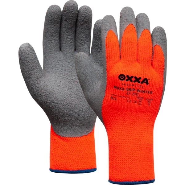 Manusi de protectie OXXA Maxx-Grip-Winter 47-270, gr/or,8-11, din latex, cu manseta elastica, cu aderenta ridicata